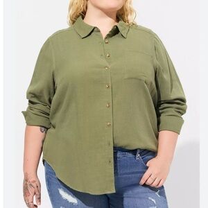 Torrid Lizzie Double Gauze Button-Up Long Sleeve Shirt Size 5X